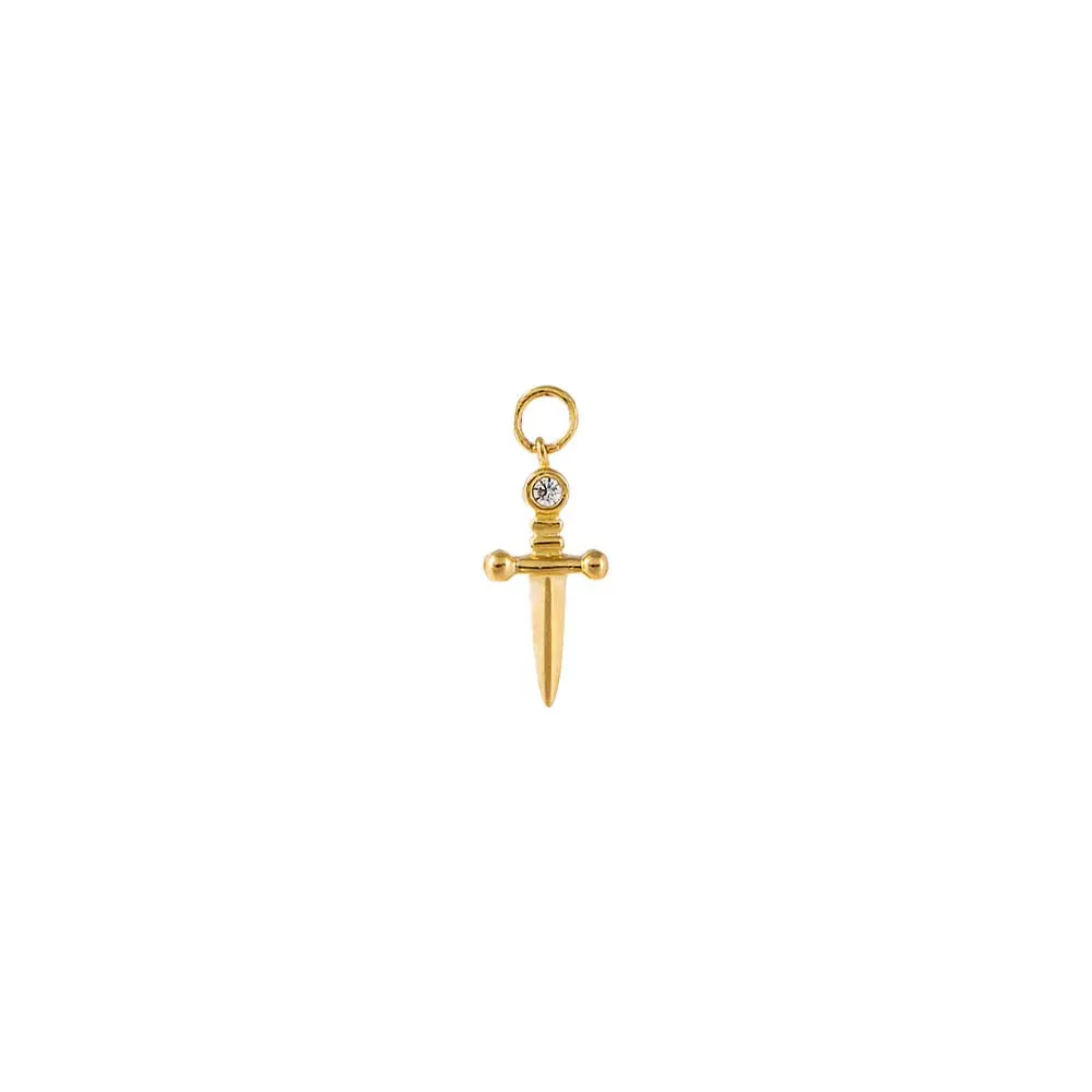 Mini CZ Dagger Charm 14K sold by Adina Eden's