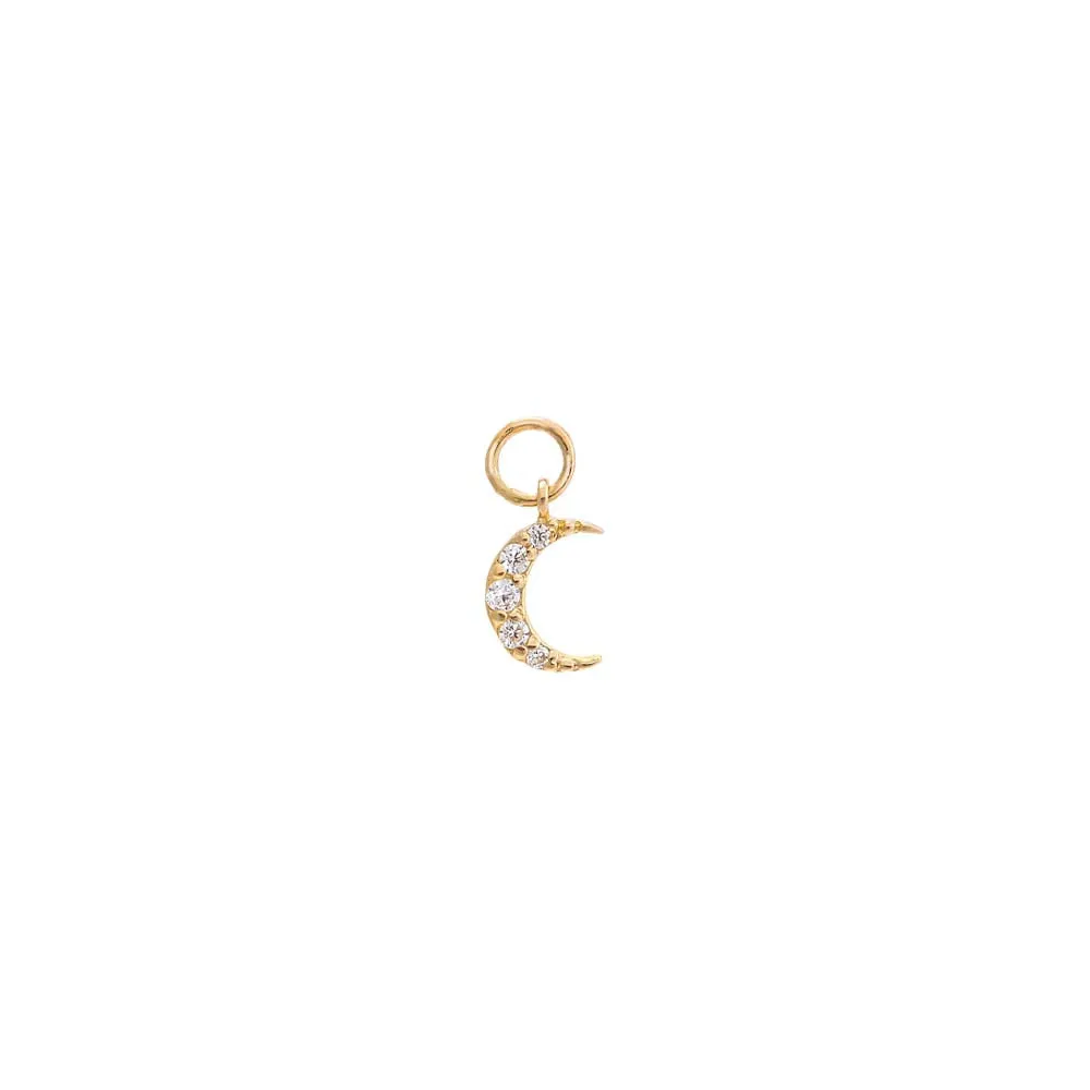 Mini CZ Pave Moon Charm 14K sold by Adina Eden's