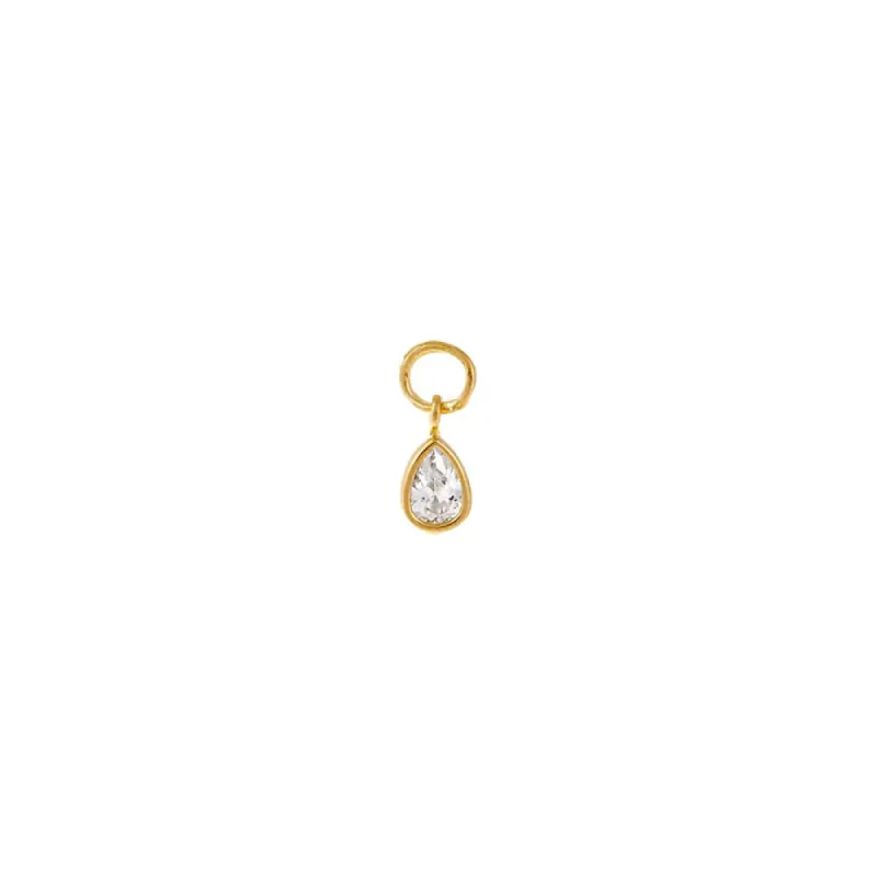 Tiny CZ Teardrop Bezel Charm 14K sold by Adina Eden's
