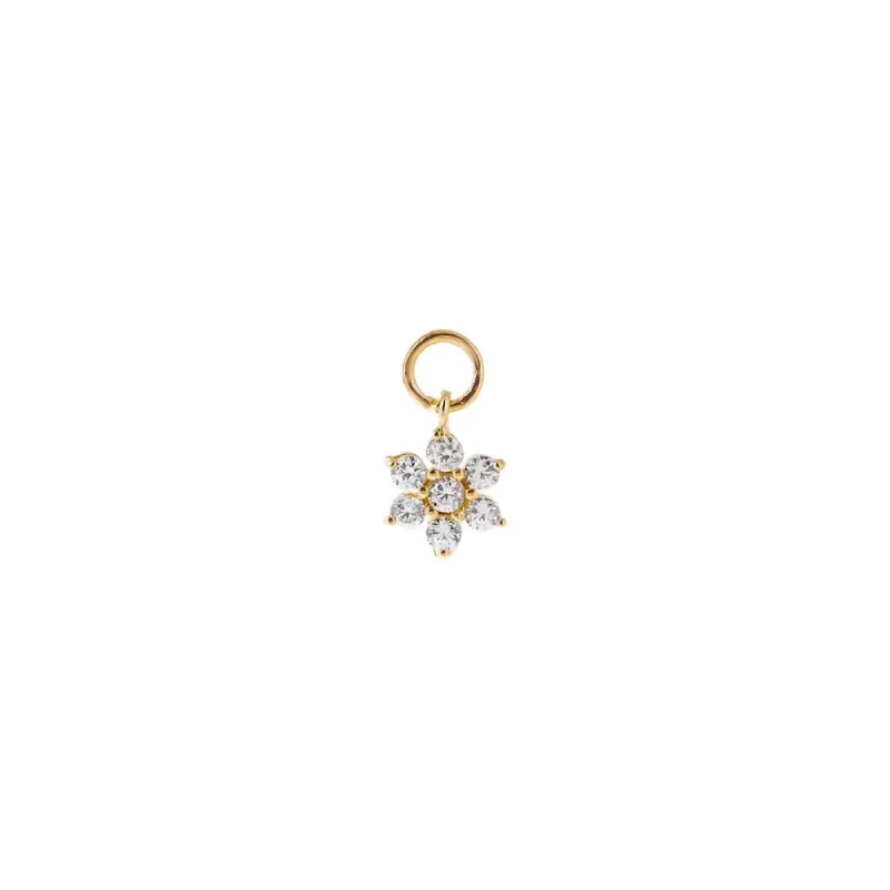 Mini CZ Flower Charm 14K sold by Adina Eden's