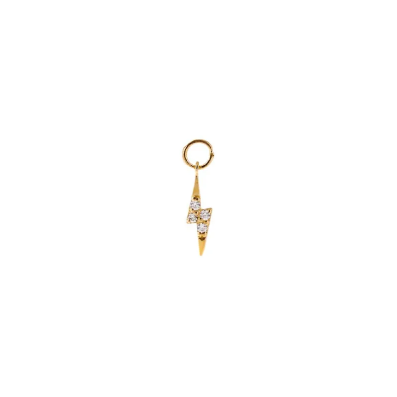 Mini CZ Pave Lightning Bolt Charm 14K sold by Adina Eden's