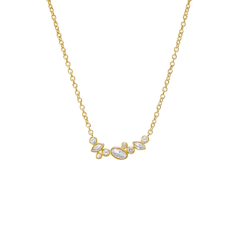 CZ Multi Shape Scatered Bezel Bar Necklace sold by Adina Eden's