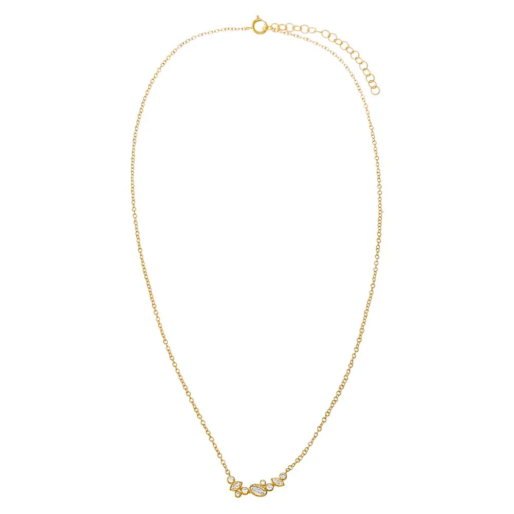 CZ Multi Shape Scatered Bezel Bar Necklace sold by Adina Eden's product image thumbnail 2