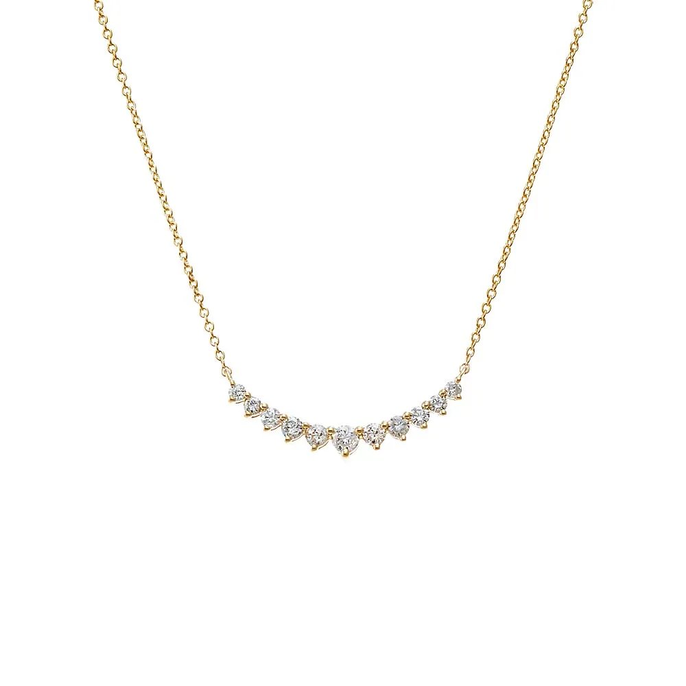 Diamond Large Graduated Curved Bar Necklace 14K sold by Adina Eden's