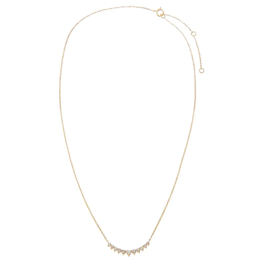 Diamond Large Graduated Curved Bar Necklace 14K sold by Adina Eden's product image thumbnail 2