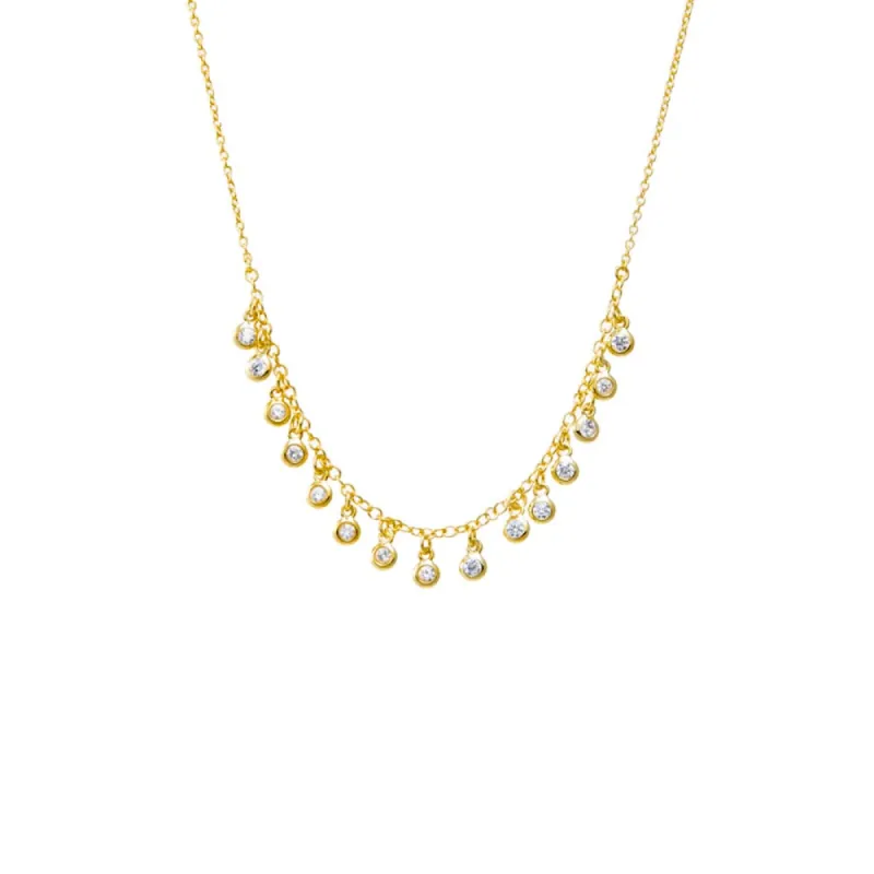 CZ Multi Bezel Dangling Charm Necklace sold by Adina Eden's