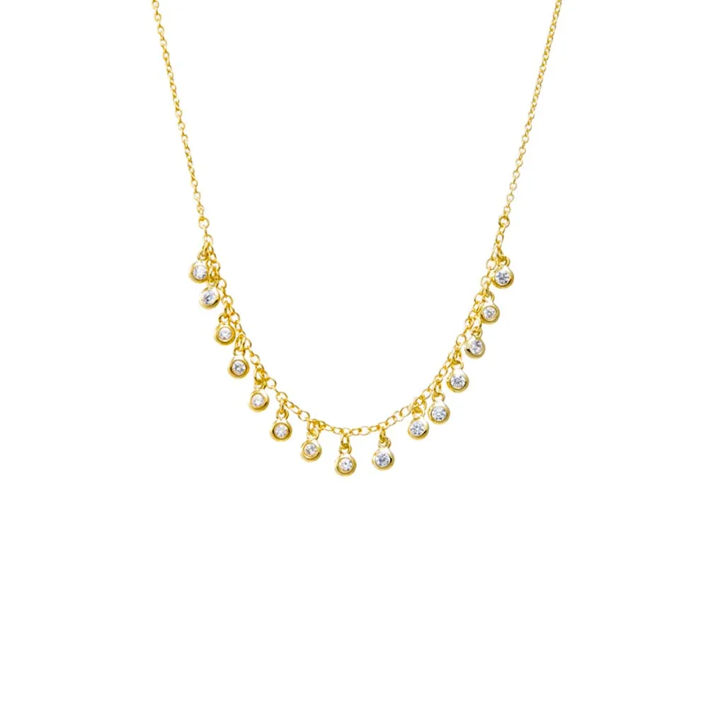 CZ Multi Bezel Dangling Charm Necklace sold by Adina Eden's