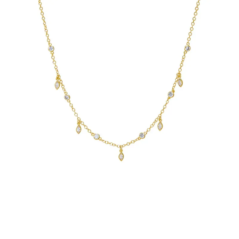 CZ Marquise X Diamond By The Yard Necklace sold by Adina Eden's