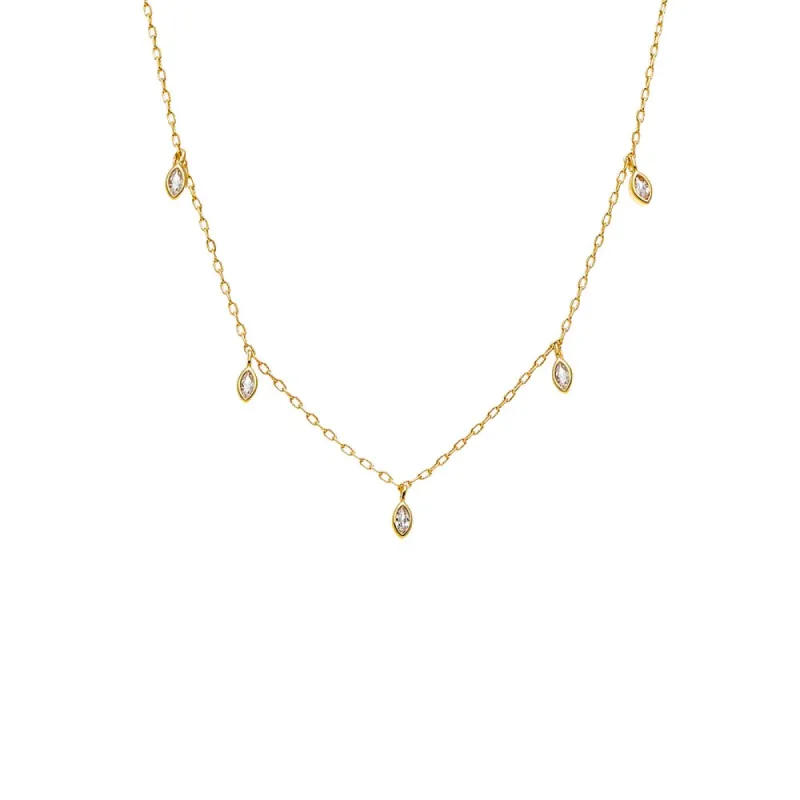 CZ Marquise Bezel Dangling Necklace sold by Adina Eden's