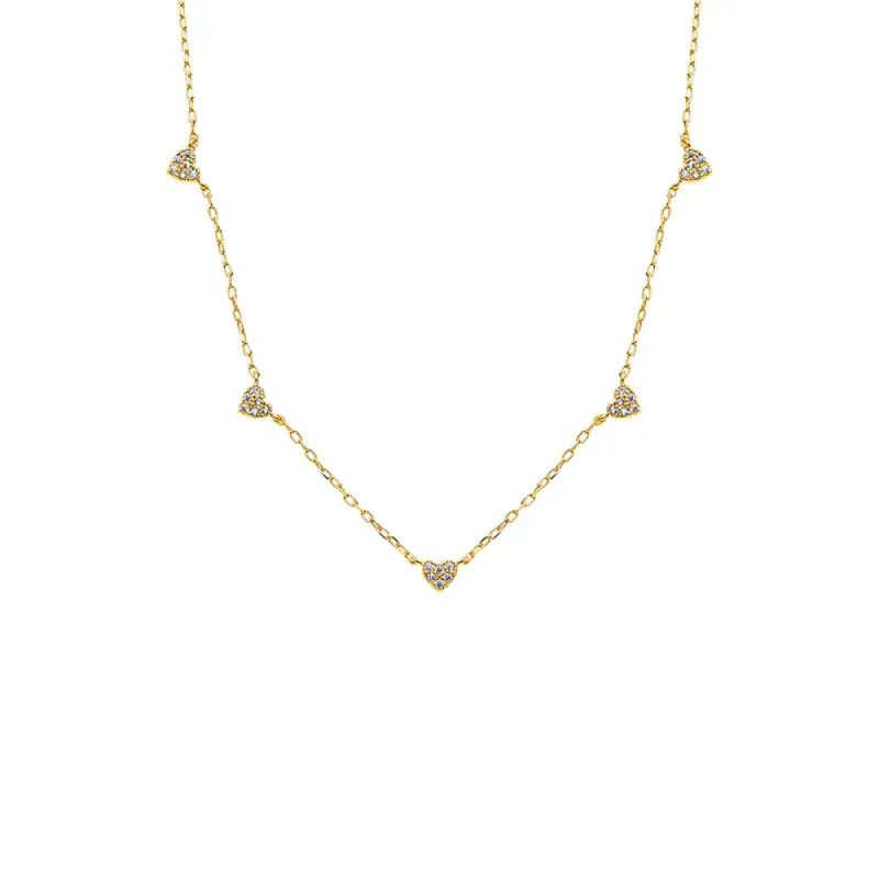 Pave Five Heart Charm Necklace sold by Adina Eden's