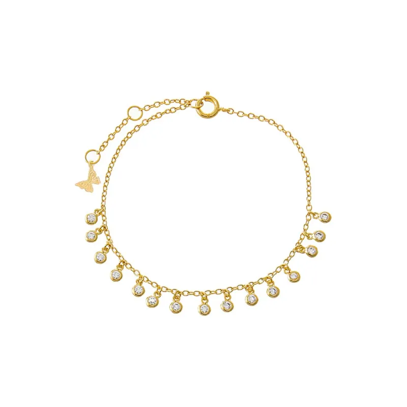 CZ Multi Bezel Dangling Charm Bracelet sold by Adina Eden's