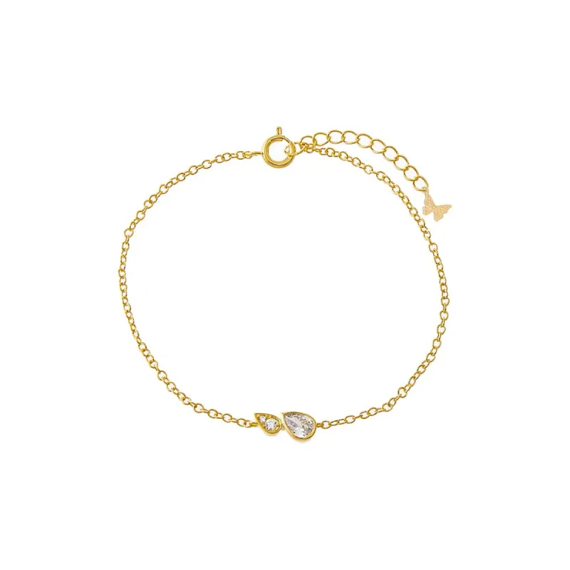 CZ Double Teardrop Bezel Bracelet sold by Adina Eden's