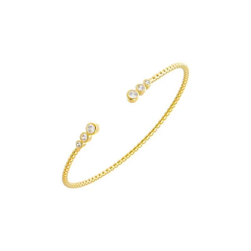 Graduated CZ Bezel Open Claw Bangle Bracelet sold by Adina Eden's