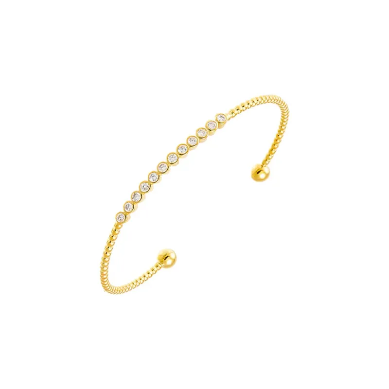 CZ Bezel Bar Open Bangle Bracelet sold by Adina Eden's