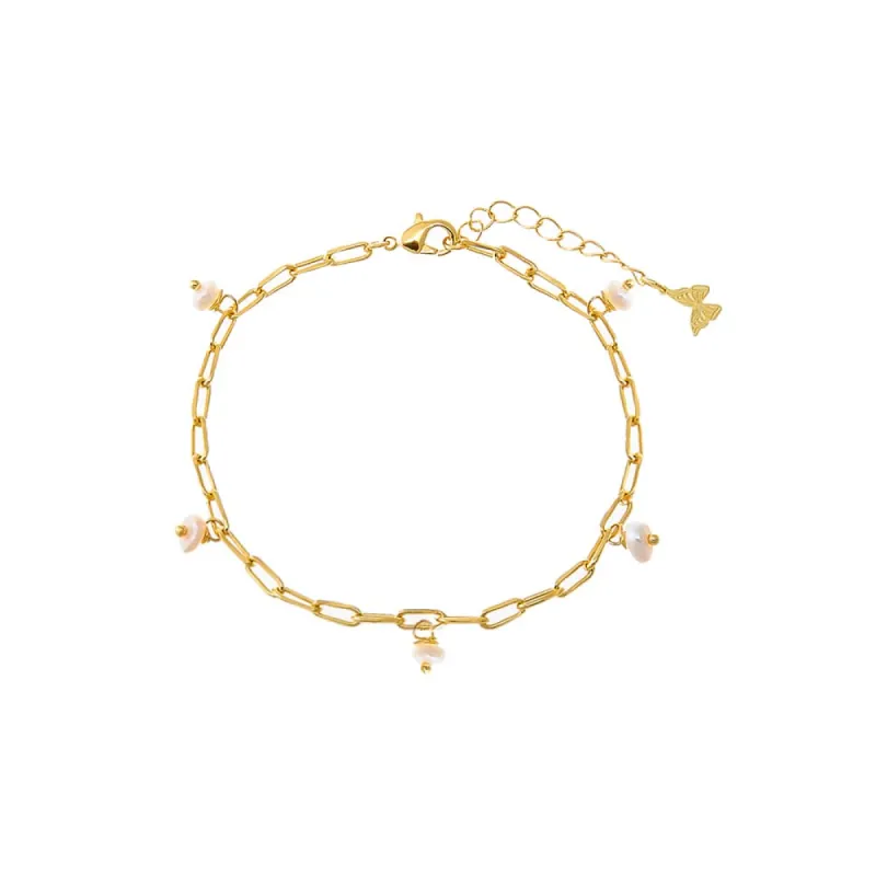 Pearl Shaker Paperclip Link Bracelet sold by Adina Eden's