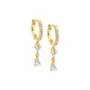 Round CZ X Teardrop Dangling Huggie Earring sold by Adina Eden's