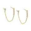 Multi CZ Chain Double Stud Earring sold by Adina Eden's