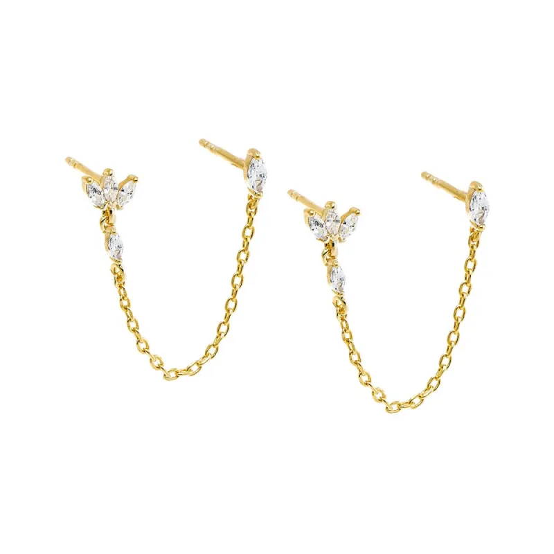 CZ Marquise Chain Double Stud Earring sold by Adina Eden's