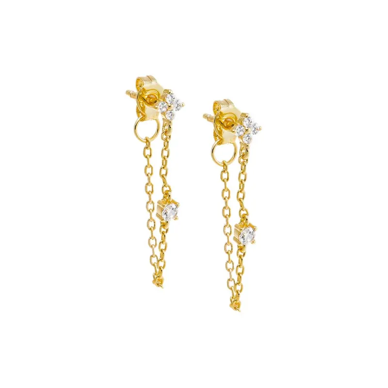 CZ Flower Chain Front Back Stud Earring sold by Adina Eden's