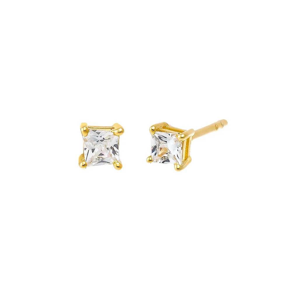 Mini CZ Princess Cut Stud Earring sold by Adina Eden's