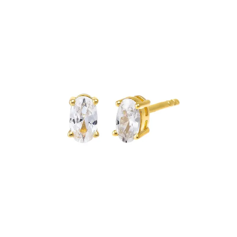Mini CZ Oval Stud Earring sold by Adina Eden's