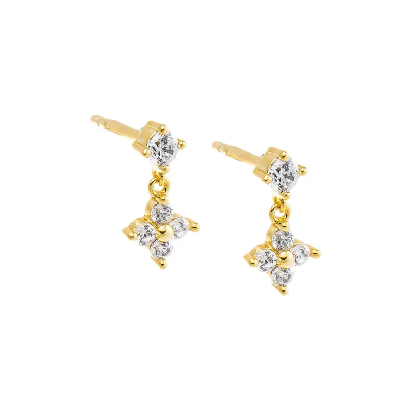 Tiny CZ Flower Shaker Stud Earring sold by Adina Eden's