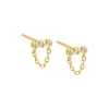 Mini Triple CZ Bezel Bar Drop Chain Stud Earring sold by Adina Eden's