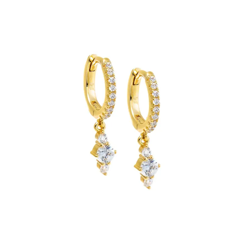 CZ Graduated Cluster Dangling Huggie Earring sold by Adina Eden's