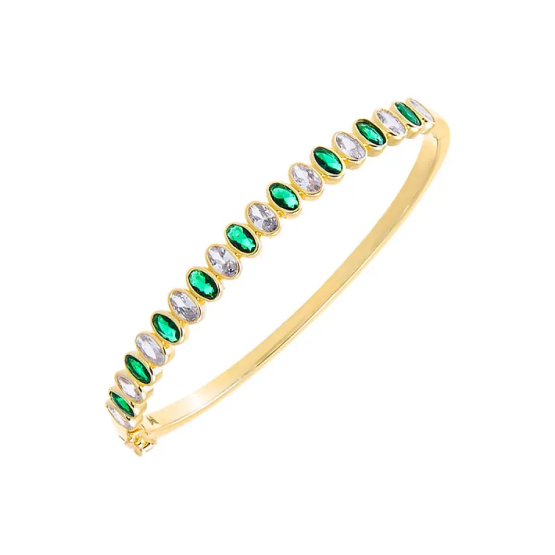 Colored Oval CZ Bezel Tennis Bangle sold by Adina Eden's