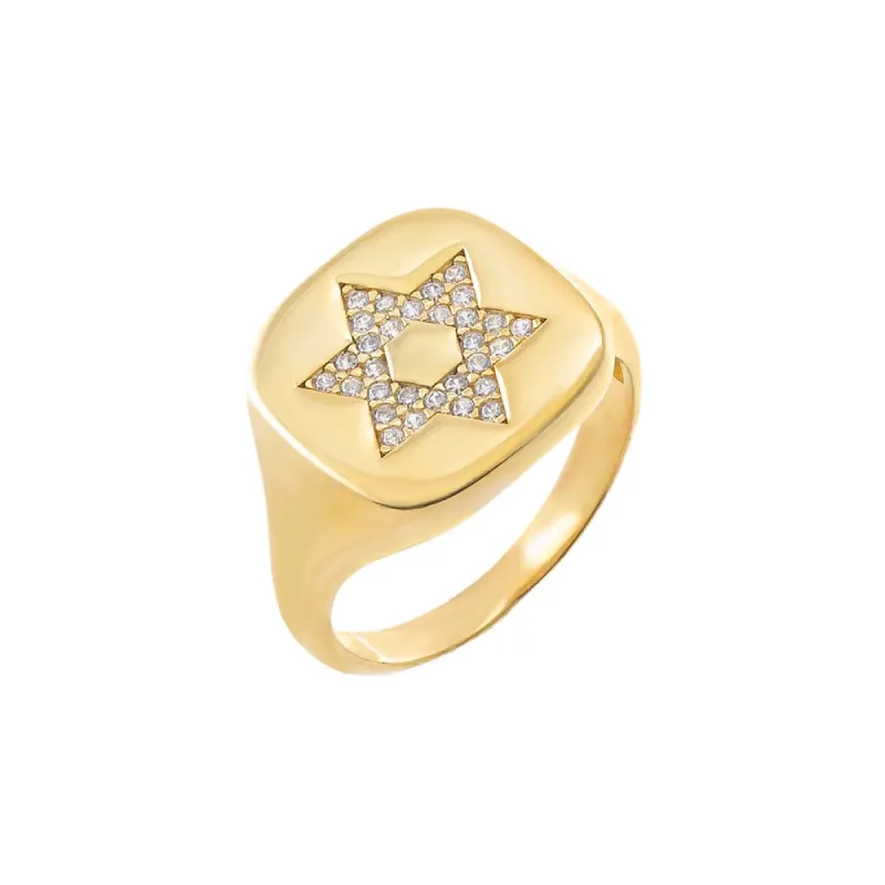 Pave Star Of David Signet Pinky Ring sold by Adina Eden's
