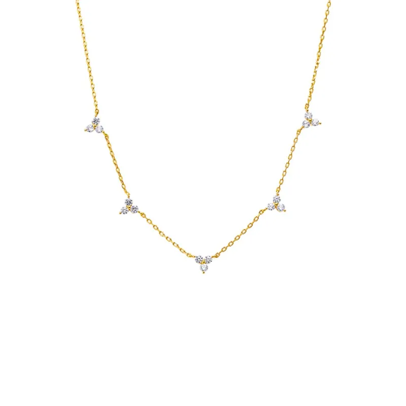 CZ Multi Trio Cluster Charm Necklace sold by Adina Eden's