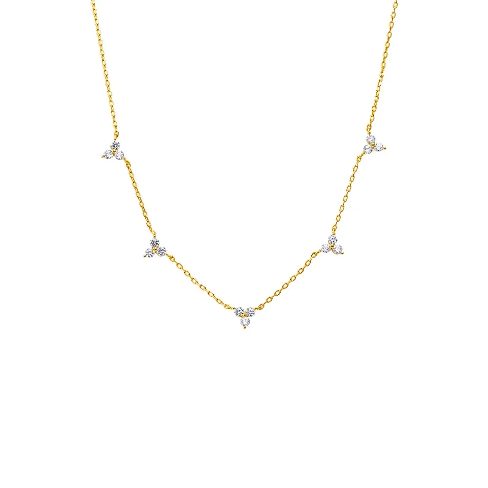 CZ Multi Trio Cluster Charm Necklace sold by Adina Eden's