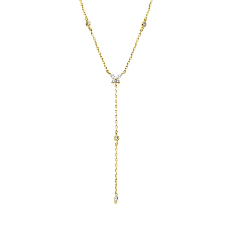 CZ Embedded Drop Lariat Necklace sold by Adina Eden's