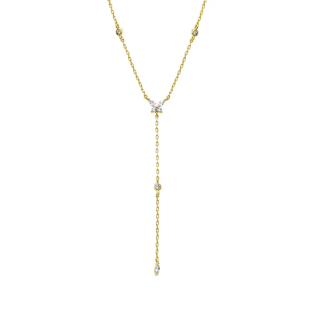 CZ Embedded Drop Lariat Necklace sold by Adina Eden's
