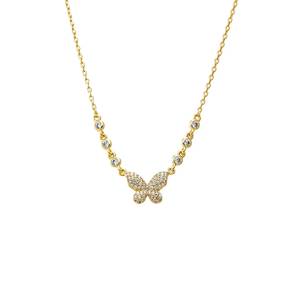 Pave Butterfly X CZ Embedded Chain Necklace sold by Adina Eden's