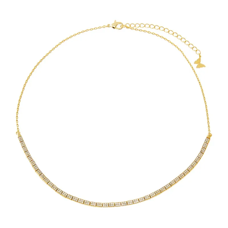Pave Square Half Tennis Choker sold by Adina Eden's