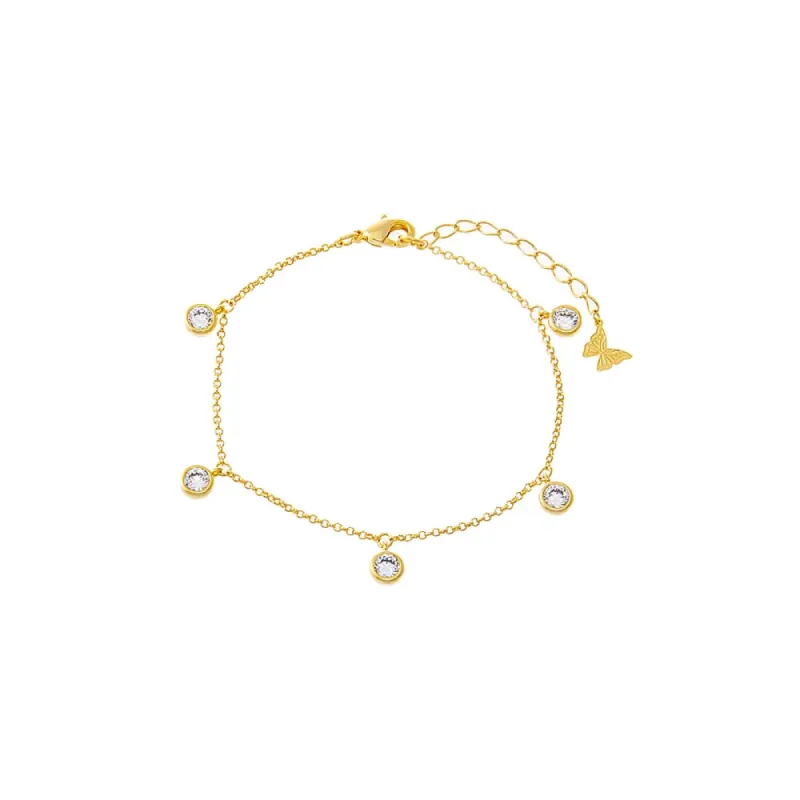 Mini Multi CZ Bezel Dangling Charm Bracelet sold by Adina Eden's