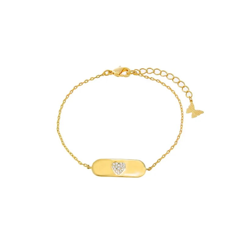 Pave Heart Accented ID Charm Bracelet sold by Adina Eden's