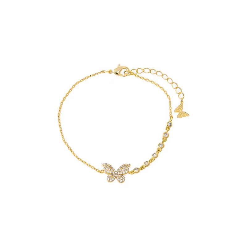 Pave Butterfly X CZ Embedded Chain Bracelet sold by Adina Eden's