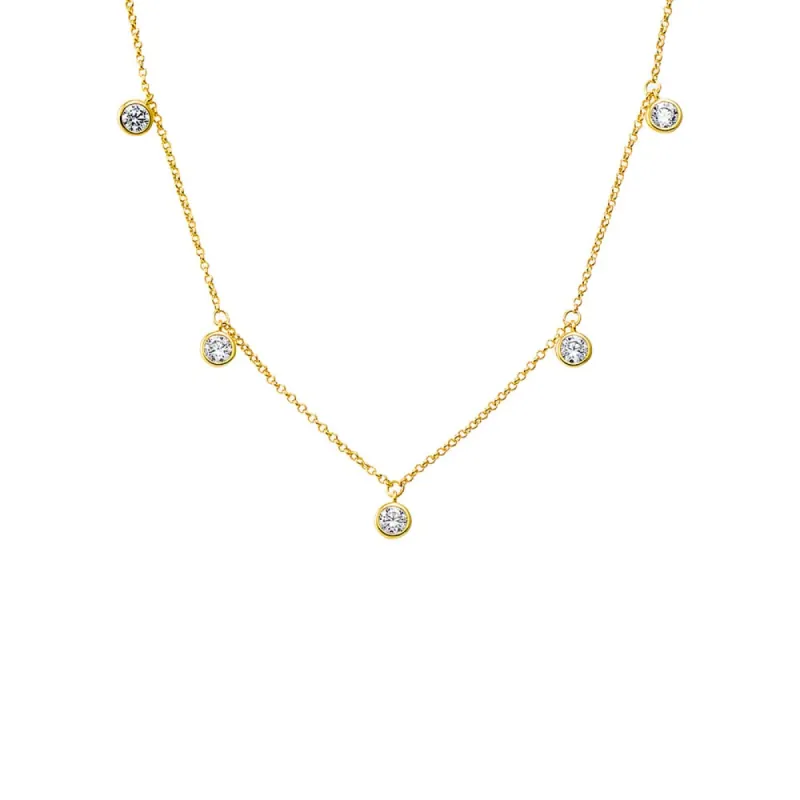 Mini Multi CZ Bezel Dangling Charm Necklace sold by Adina Eden's