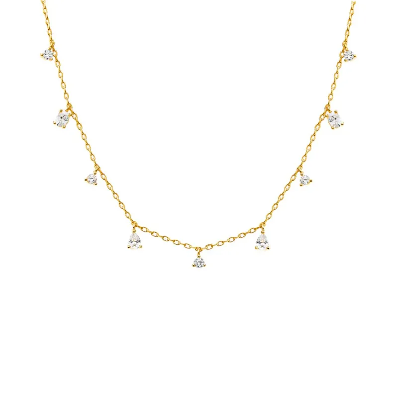 CZ Multi Shape Dangling Charm Necklace sold by Adina Eden's