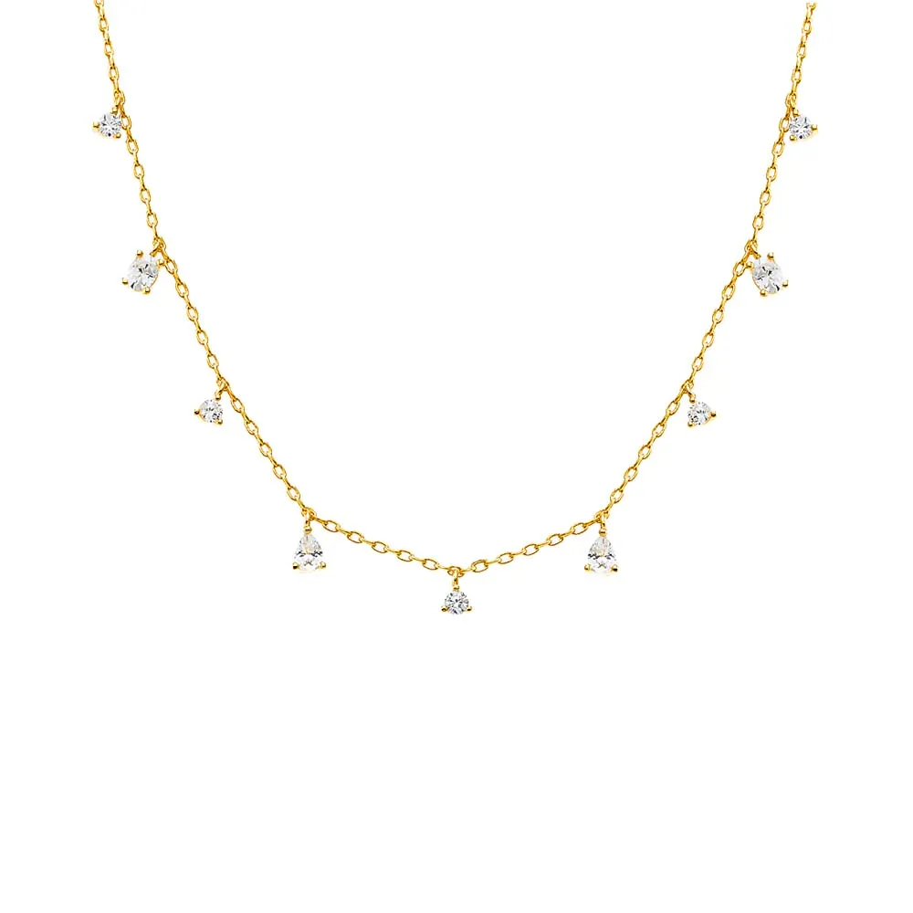 CZ Multi Shape Dangling Charm Necklace sold by Adina Eden's