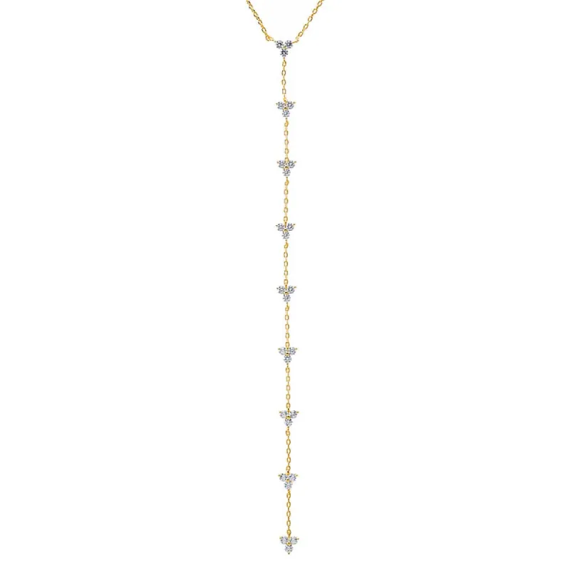 CZ Multi Trio Cluster Drop Lariat Necklace sold by Adina Eden's