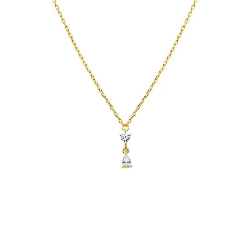 Round CZ X Teardrop Dangling Pendant Necklace sold by Adina Eden's