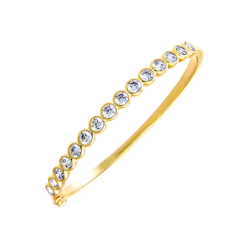 Colored Round CZ Bezel Tennis Bangle sold by Adina Eden's