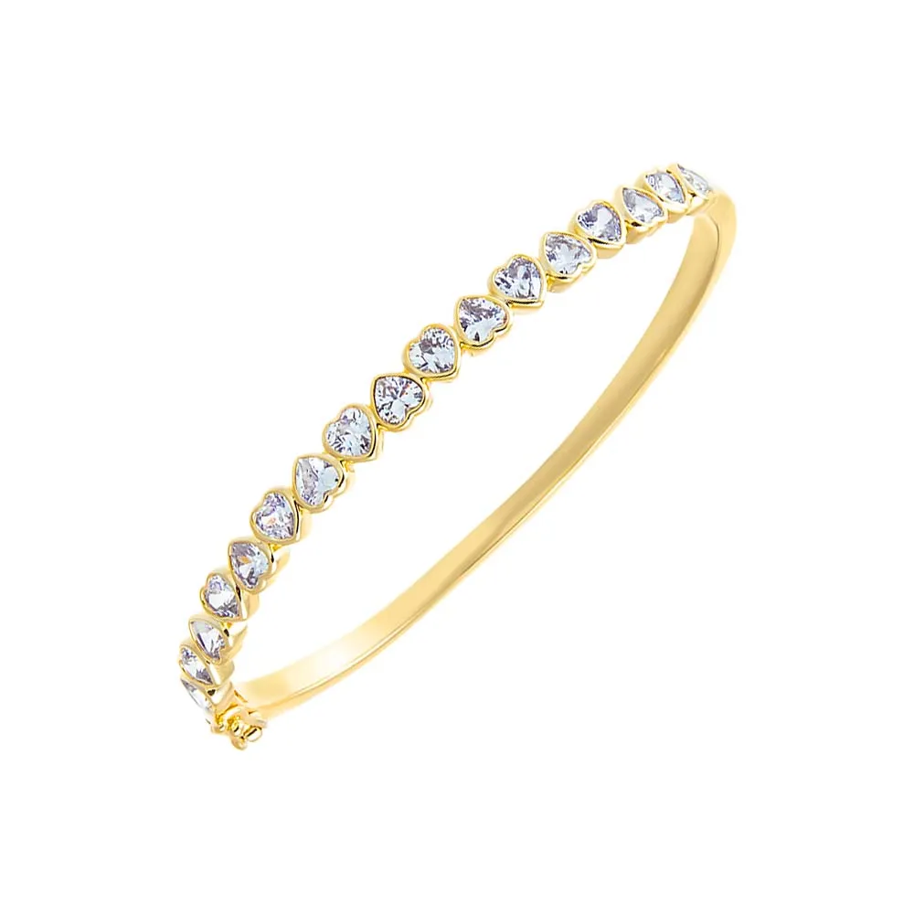 Colored Heart CZ Bezel Tennis Bangle sold by Adina Eden's