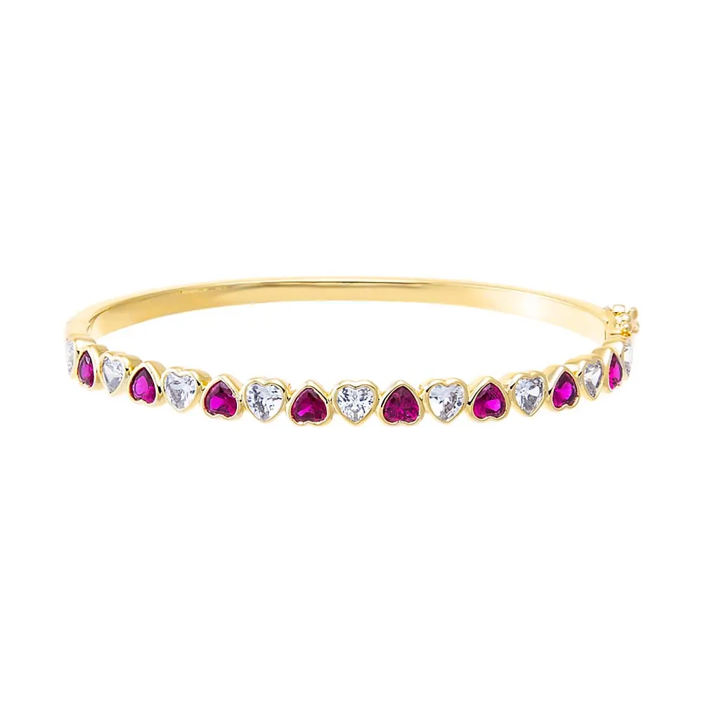 Colored Heart CZ Bezel Tennis Bangle sold by Adina Eden's product image thumbnail 3