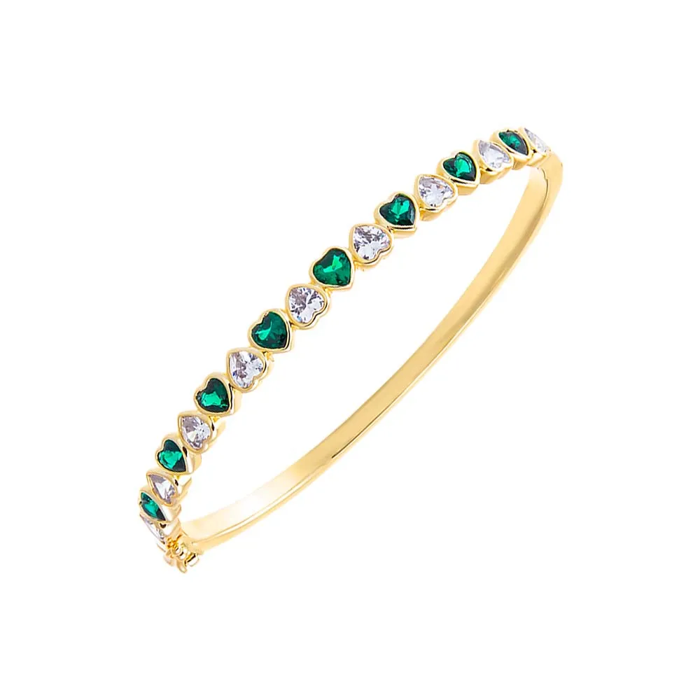 Colored Heart CZ Bezel Tennis Bangle sold by Adina Eden's product image thumbnail 2