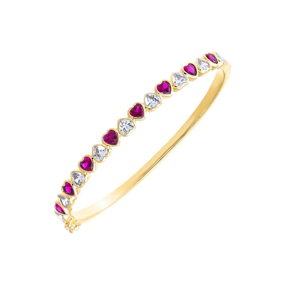Colored Heart CZ Bezel Tennis Bangle sold by Adina Eden's product image thumbnail 4