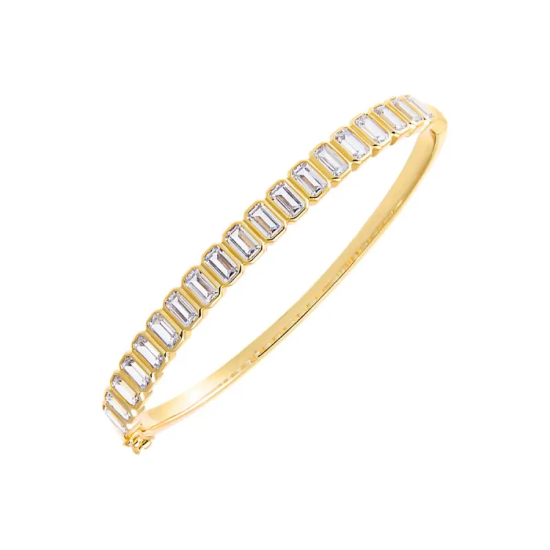 Colored Baguette CZ Bezel Tennis Bangle sold by Adina Eden's